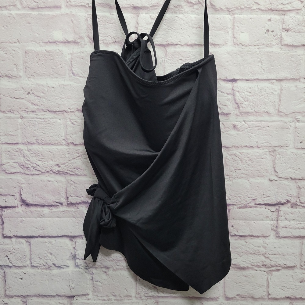 NEW Becca‎ Etc Rebecca Virtue Black Tankini Plus Size 1X Swimwear Top Side Tie - Picture 2 of 10